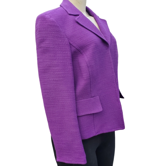 Evan Picone Jacket Blazer Open Front Career Essentials Hook Eye Purple NWT Sz10 - Picture 4 of 12